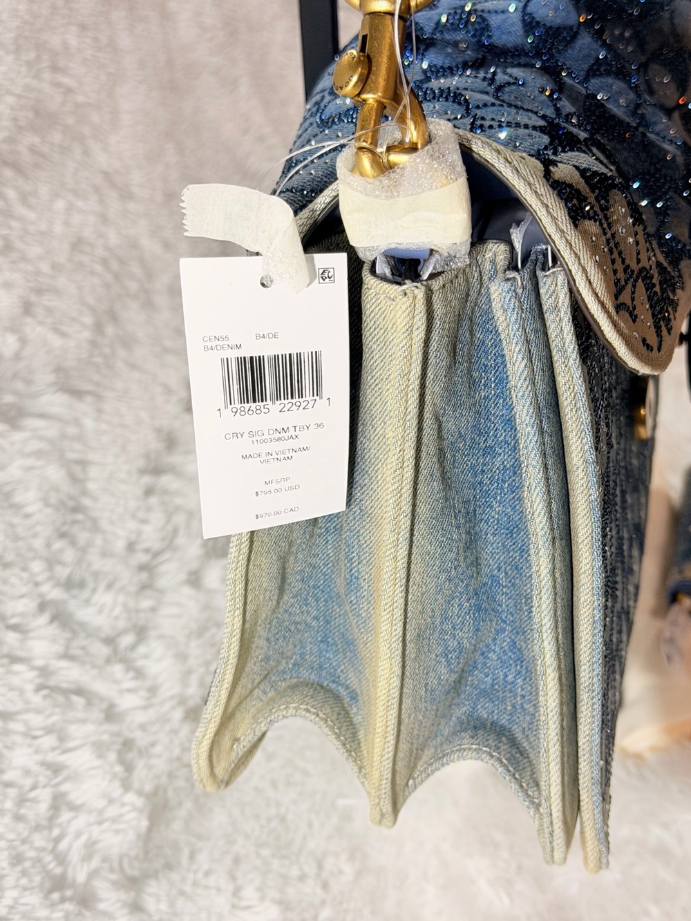 Coach Tabby 36 Crystal Signature Jacquard Denim  Bag+Crystal Denim card case NWT - Picture 5 of 13